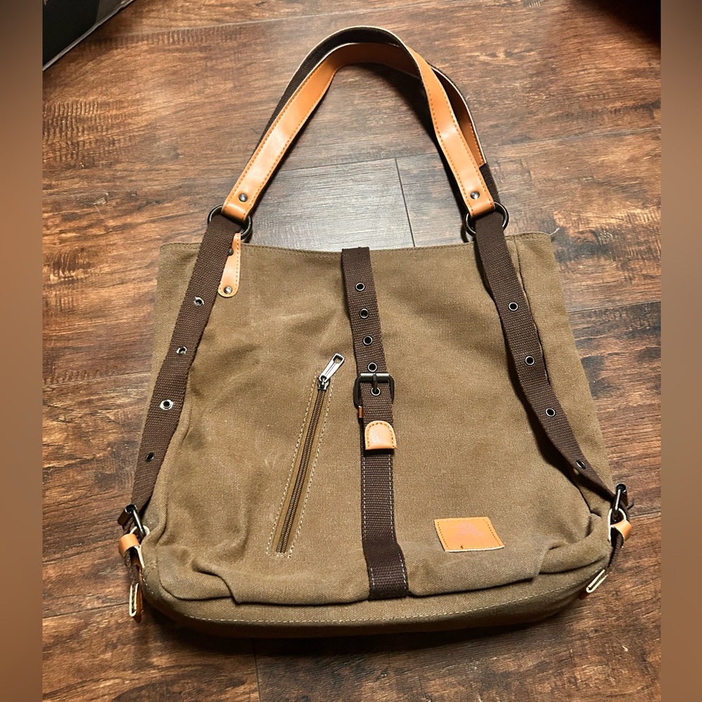 Fularuishi NWOT Brown Canvas Tote/backpack Bag